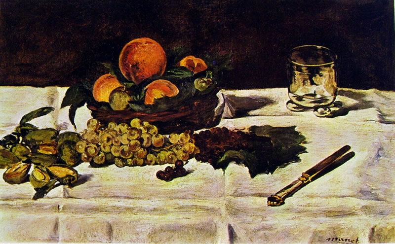 Edouard Manet - Natura morta frutta su tavolo