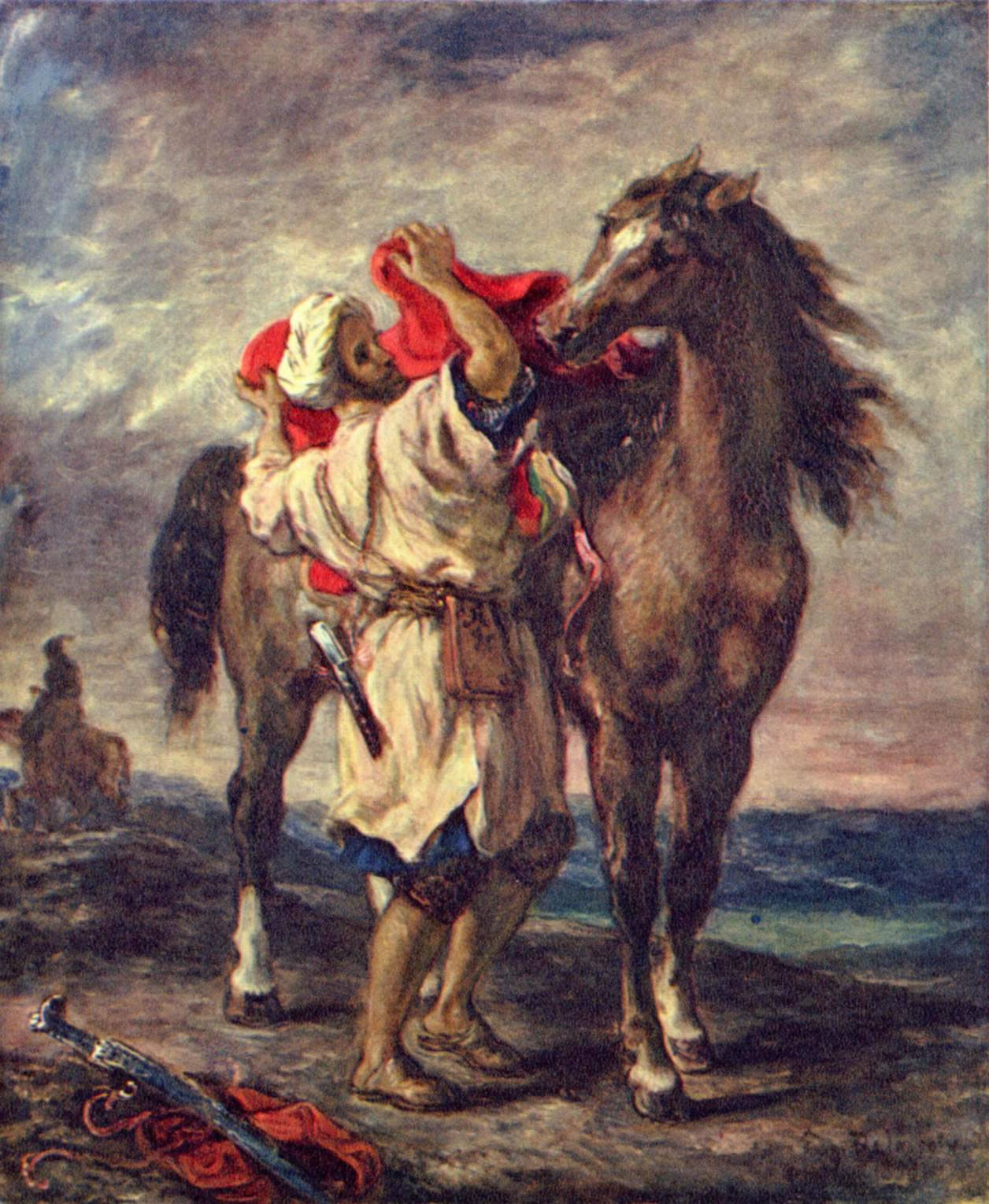 Eugene Delacroix - Moroccan saddles his horse