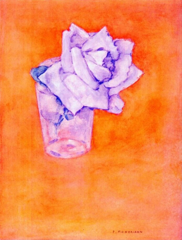 Piet Mondrian - White rose in a glass